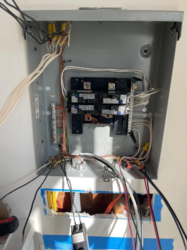 Panel upgrade in progress with new wiring