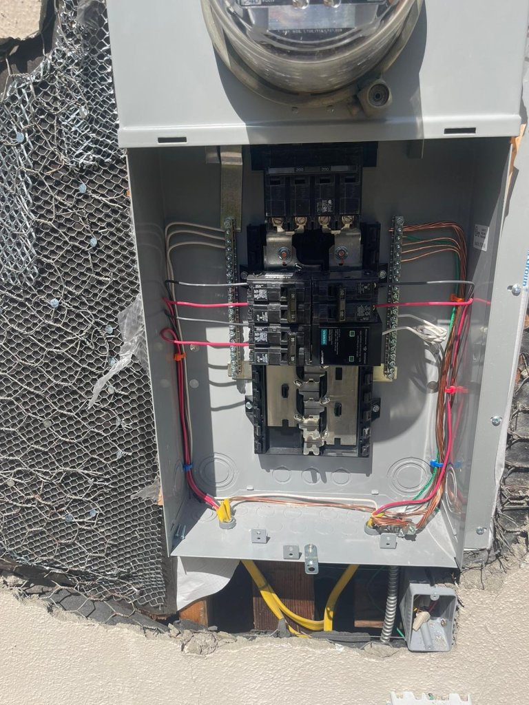 Inside a new meter and main breaker panel