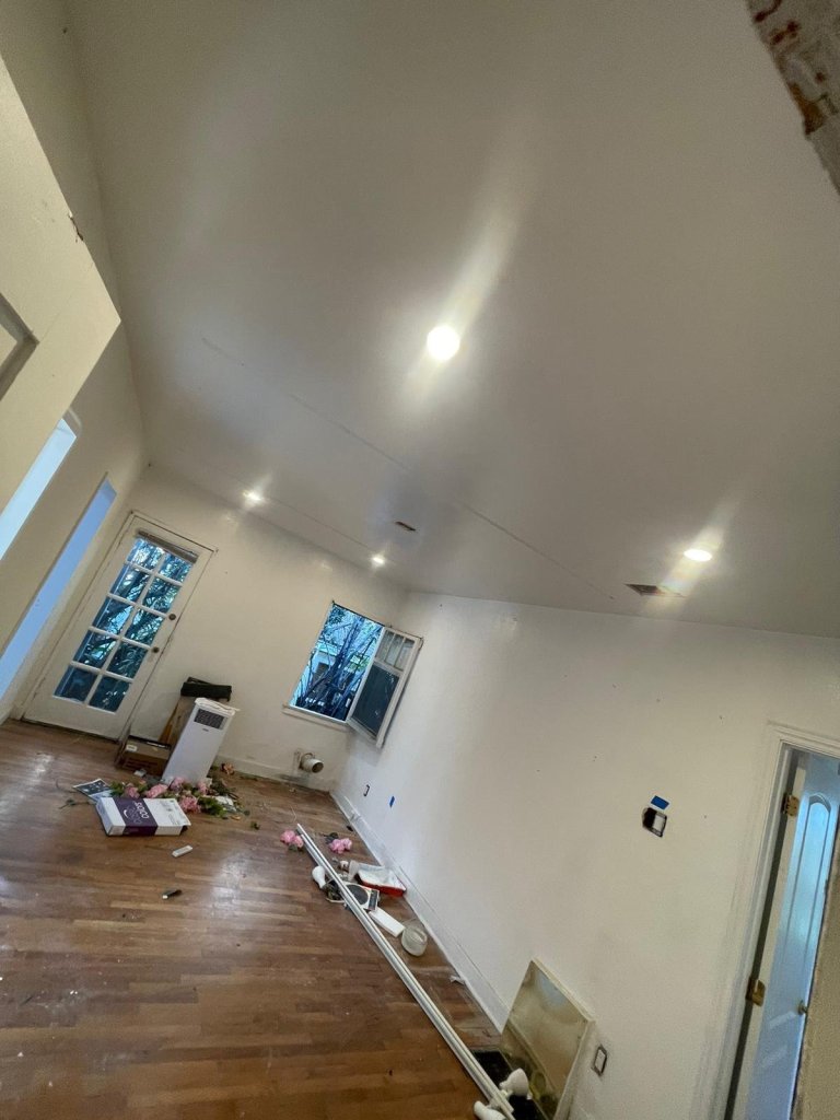 Remodeled room with new recessed lighting