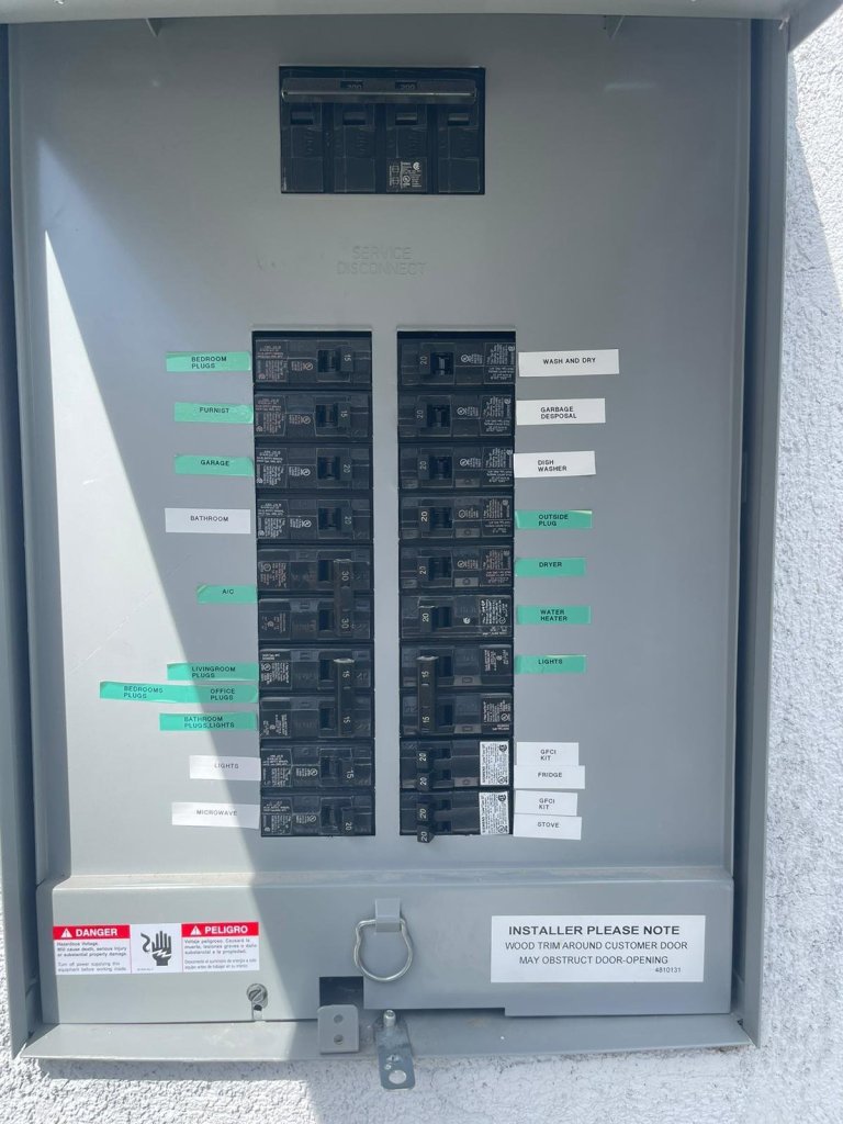 Labeled exterior main panel
